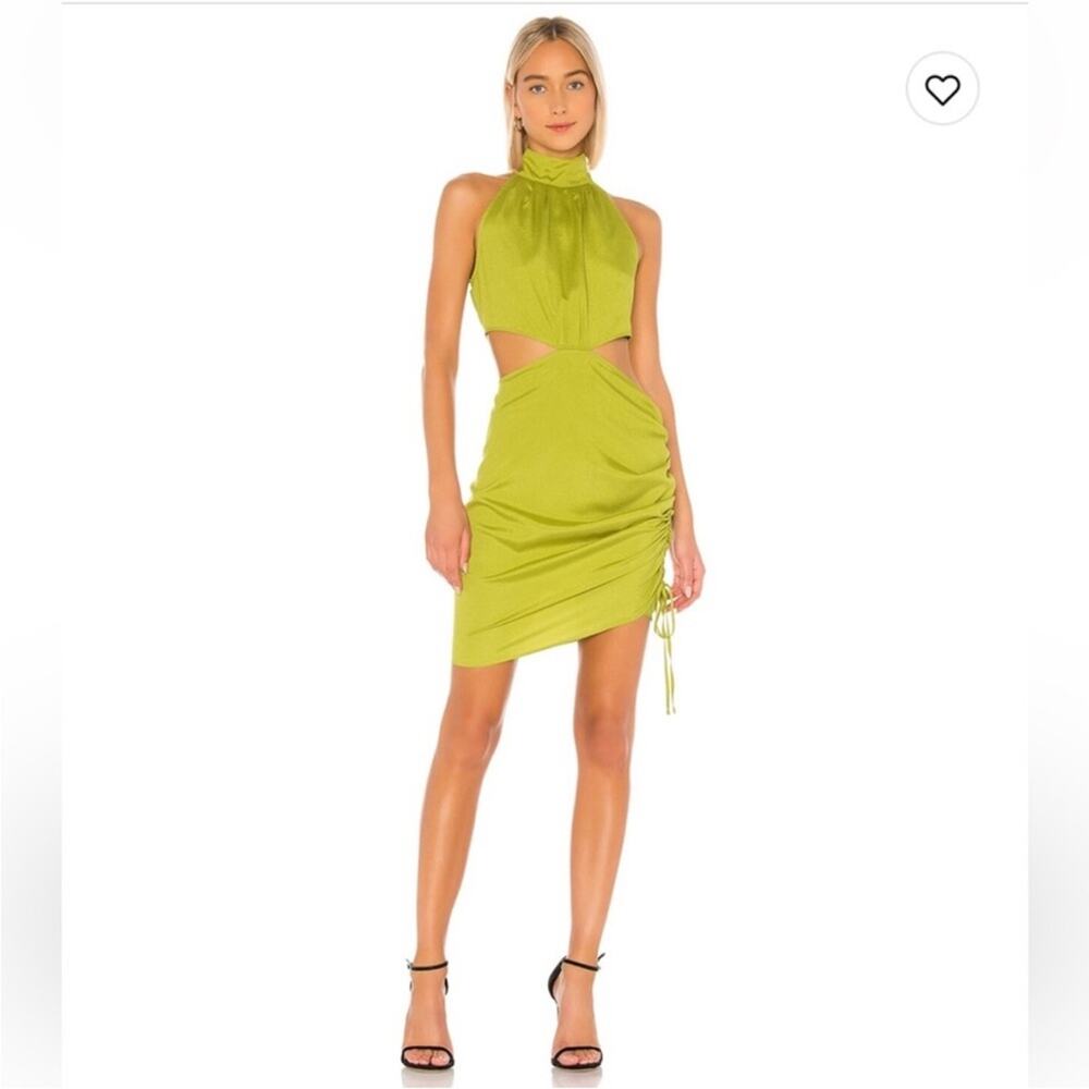 Kendall + Kylie Cobain Dress Citron Green Cut Out Asymmetric Hem Size 0-2